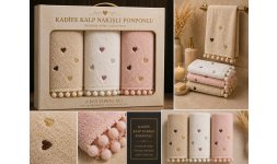 KADİFE KALP NAKIŞLI PONPON